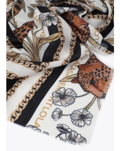 Lola Casademunt Tiger grid scarf ecru/black