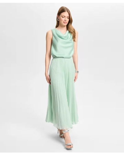 Swing Satin top with waterfall neckline mint green
