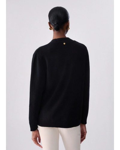 Liu Jo Pure wool cardigan black/printed fabric