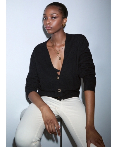 Liu Jo Pure wool cardigan black/printed fabric