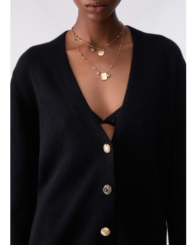 Liu Jo Pure wool cardigan black/printed fabric