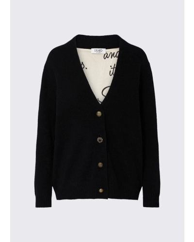 Liu Jo Pure wool cardigan black/printed fabric