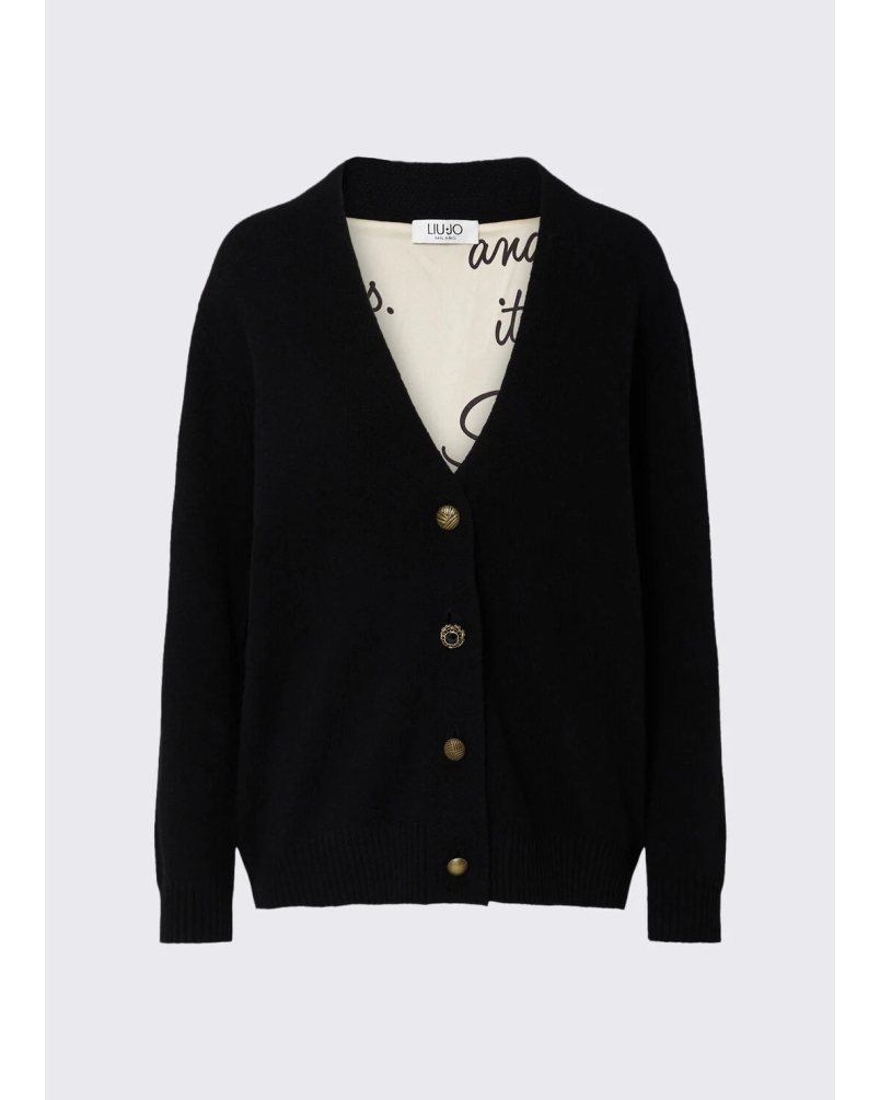 Liu Jo Pure wool cardigan black/printed fabric