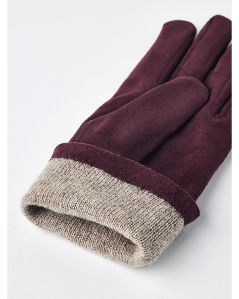 Hestra Elisabeth suede dames handschoenen bordeaux