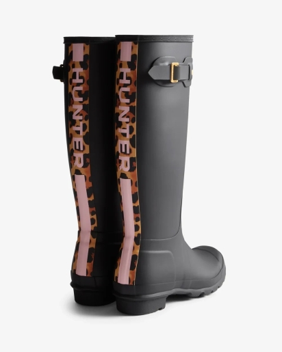 HUNTER Hunter Womens original tall leopard backstrap