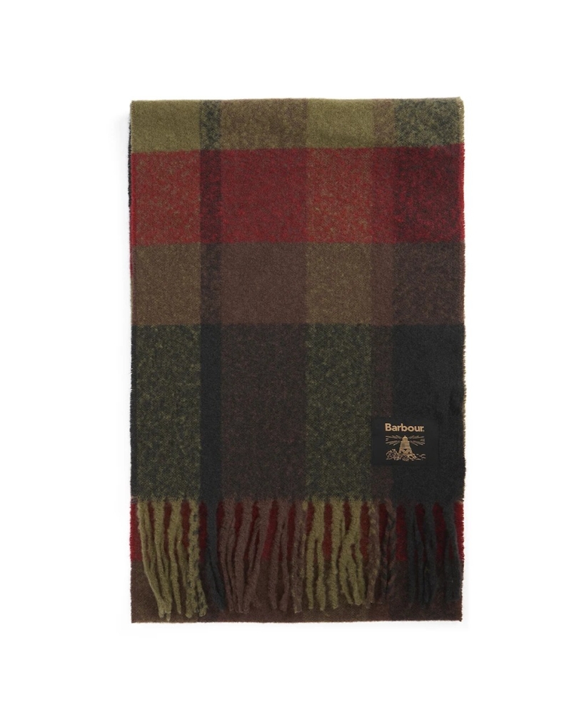Barbour Westerdale scarf olive/fired brick