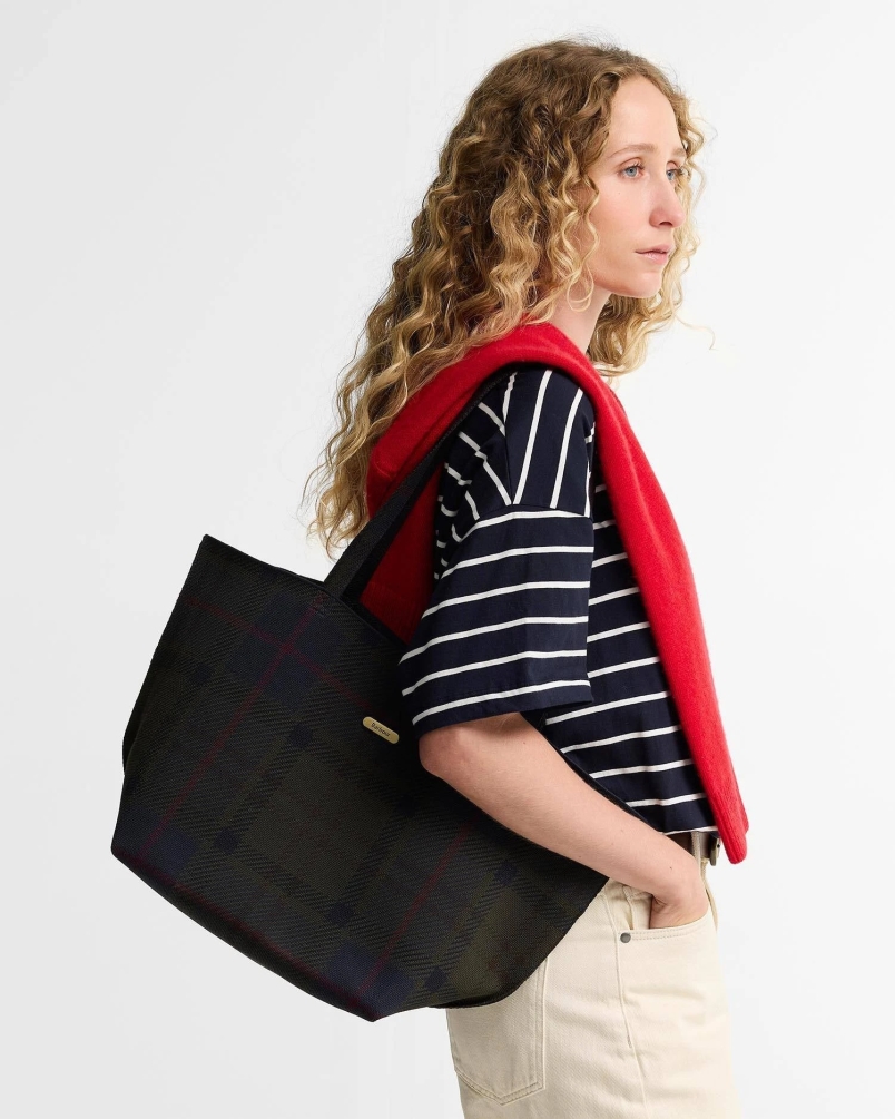 Barbour Layla tartan large tote bag tn43 shadow classic tartan