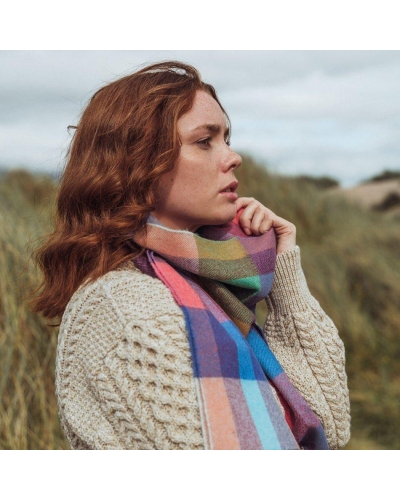 John Hanly Irish wool scarf bright rainbow mix