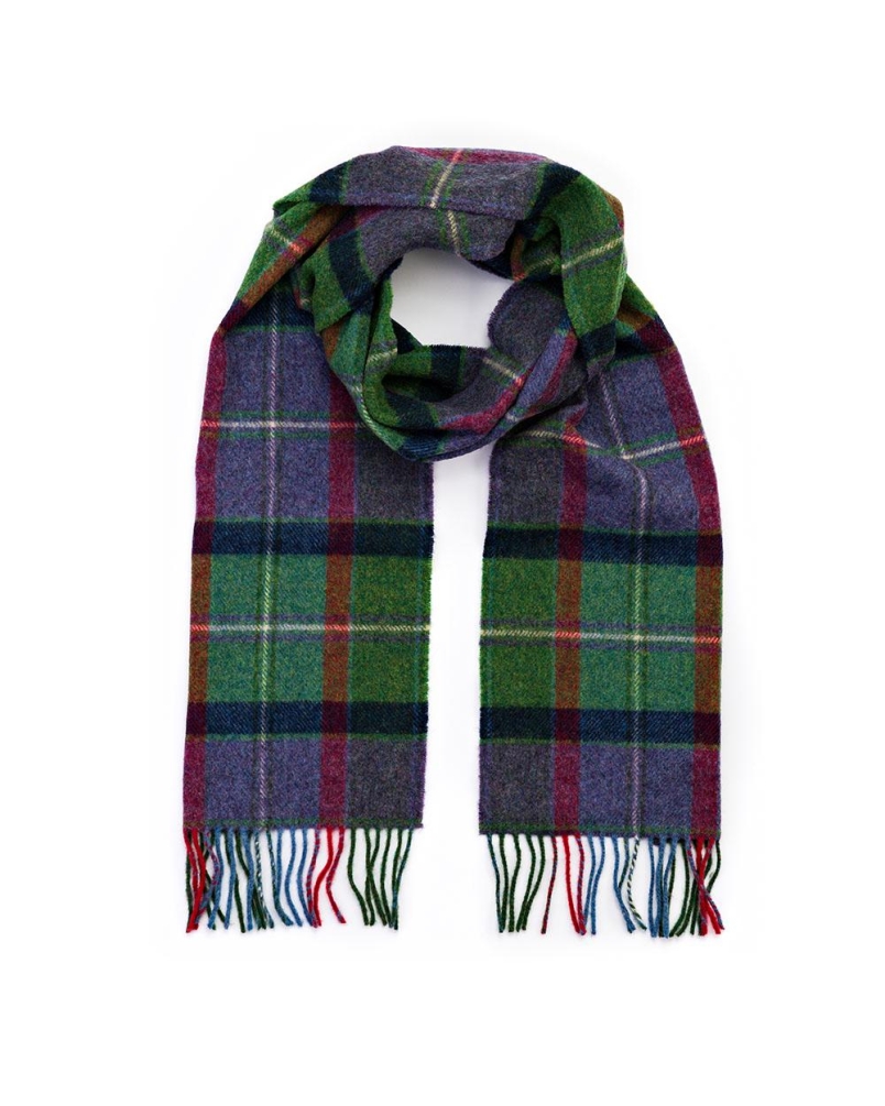 John Hanly Irish wool scarf purple/green/navy check