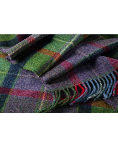 John Hanly Irish wool scarf purple/green/navy check