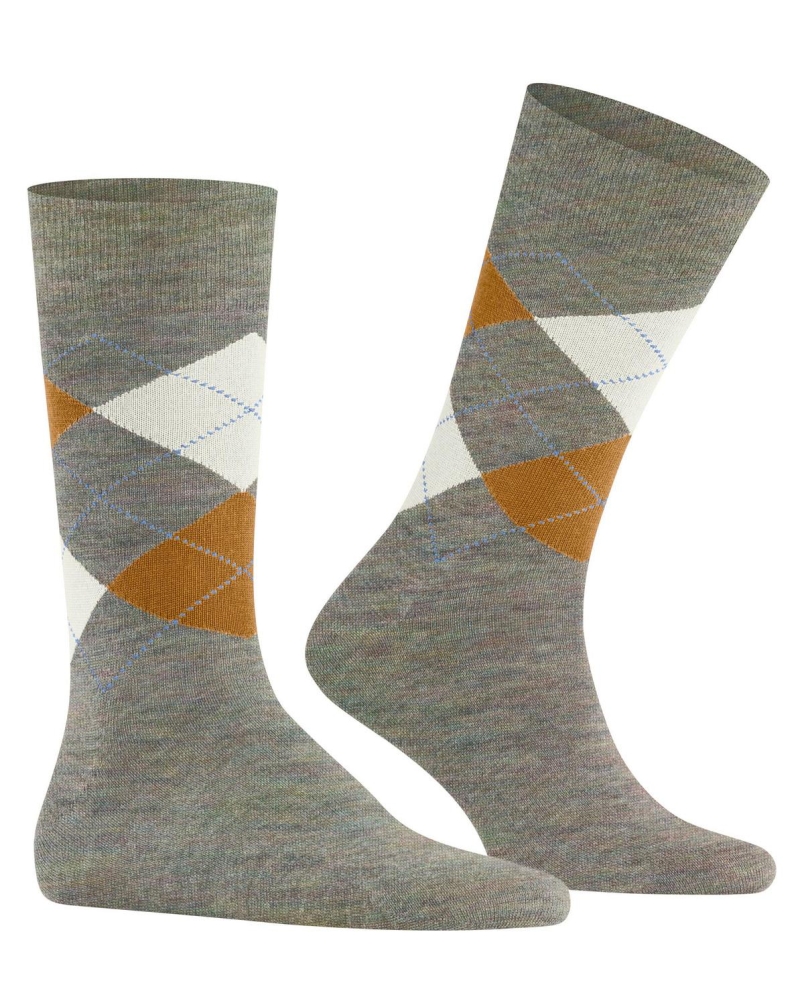 Burlington Edinburgh melange heren sokken seaweed