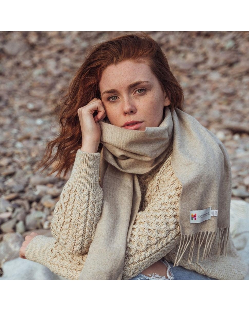 John Hanly Merino luxury wool scarf stone