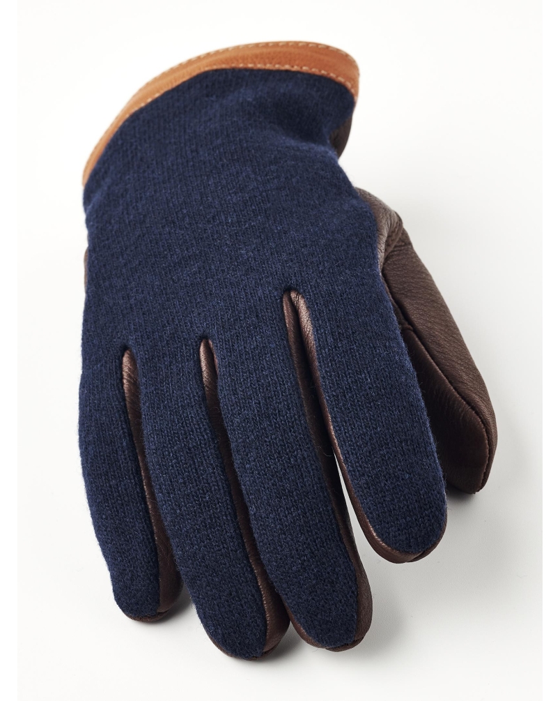 Hestra Deerskin wool tricot heren handschoenen navy/chocolate