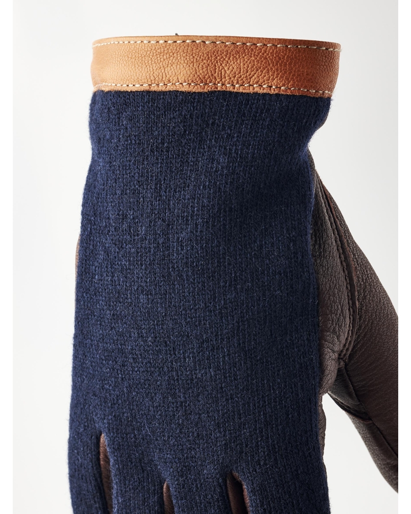 Hestra Deerskin wool tricot heren handschoenen navy/chocolate