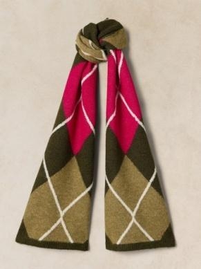 White Stuff Argyle scarf green ml