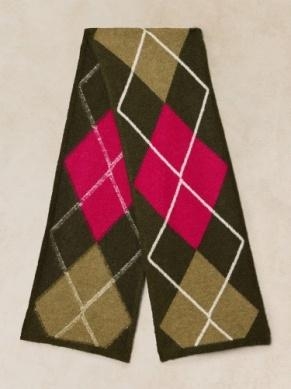 White Stuff Argyle scarf green ml