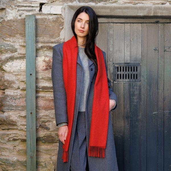 John Hanly Merino Luxury wool scarf scarlet