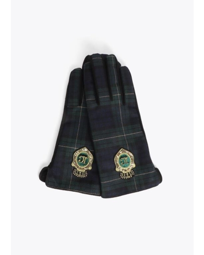 LOLA CASADEMUNT Lola Casademunt Tartan fabric gloves with logo