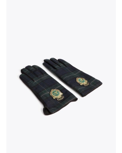 Lola Casademunt Tartan fabric gloves with logo verde/negro
