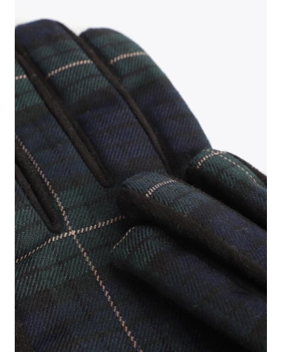 Lola Casademunt Tartan fabric gloves with logo verde/negro