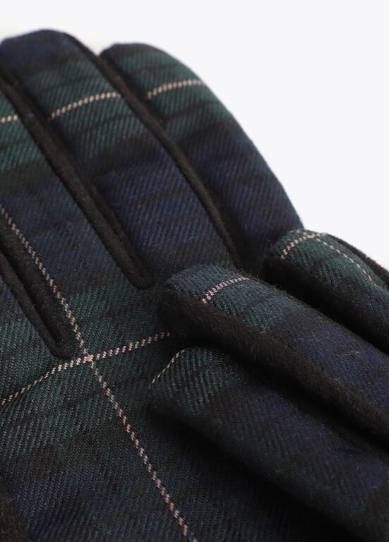 Lola Casademunt Tartan fabric gloves with logo verde/negro