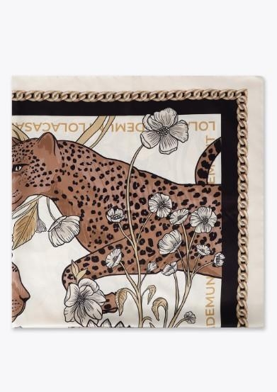 Lola Casademunt Tigers en flowers scarf ecru-black