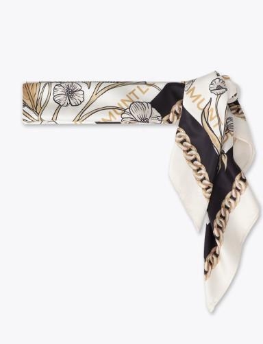 Lola Casademunt Tigers en flowers scarf ecru-black