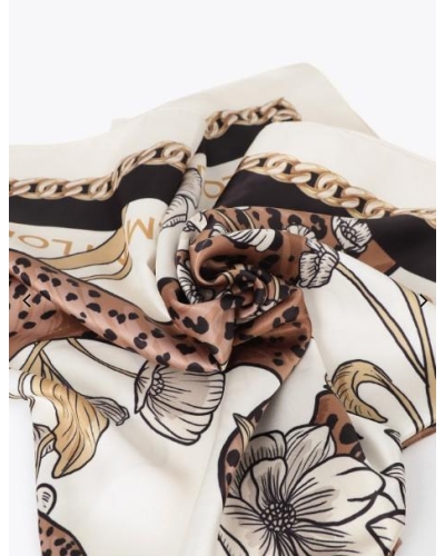 Lola Casademunt Tigers en flowers scarf ecru-black