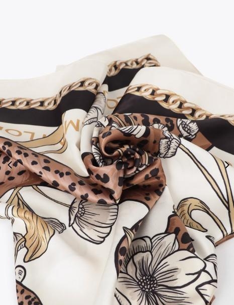 Lola Casademunt Tigers en flowers scarf ecru-black