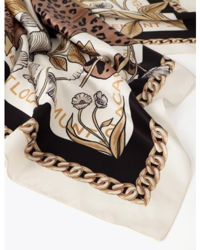 Lola Casademunt Tigers en flowers scarf ecru-black