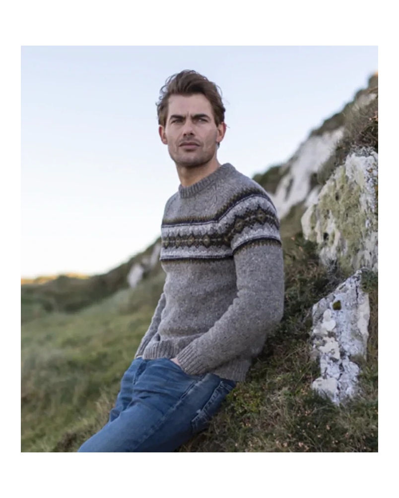 Fisherman Fairisle merino sweater steel wool