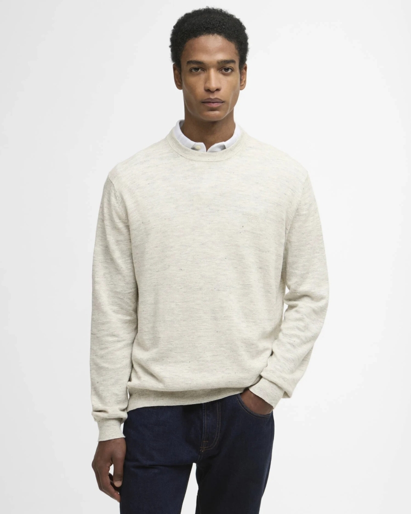 Barbour Flaxby linen blend crew neck neutral neutral