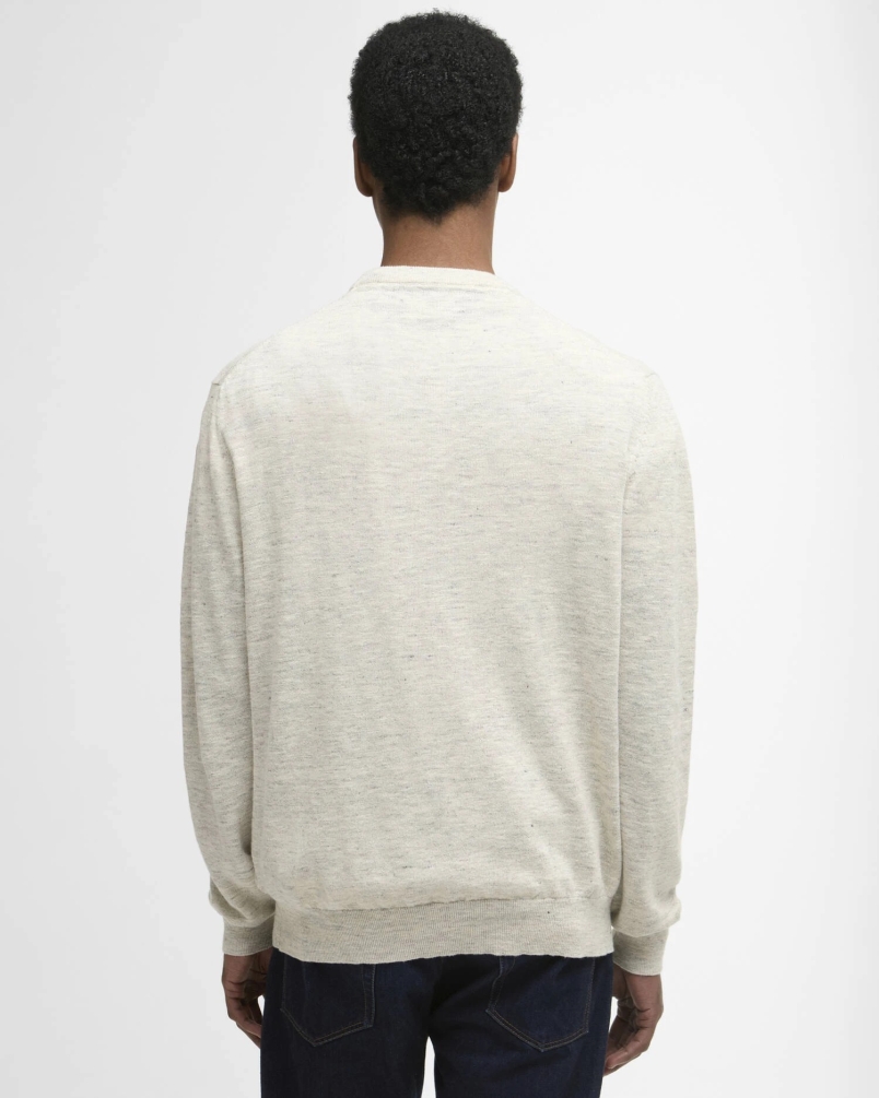 Barbour Flaxby linen blend crew neck neutral neutral