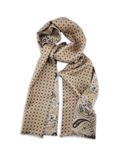 Sir Redman Herensjaal Gordon beige/taupe/blauw/wit