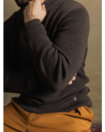 Mos Mosh Gallery Kyle crew neck knit black coffee