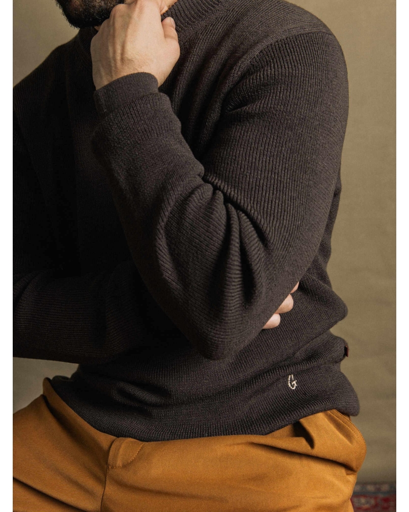 Mos Mosh Gallery Kyle crew neck knit black coffee