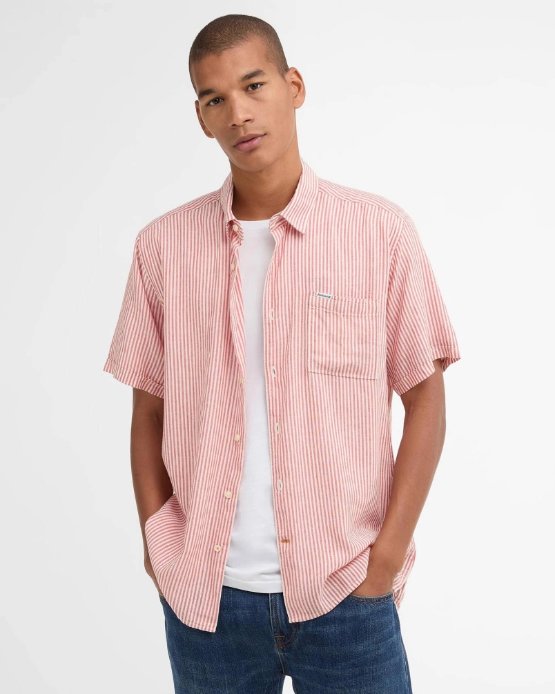 Barbour Deerpark Striped Summer Fit Shirt red