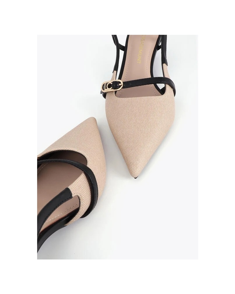 Lola Casademunt bi color heeled shoes ecru/black