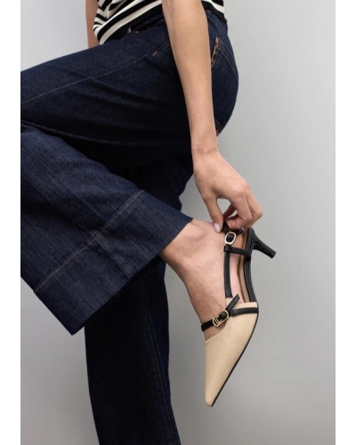 Lola Casademunt bi color heeled shoes ecru/black