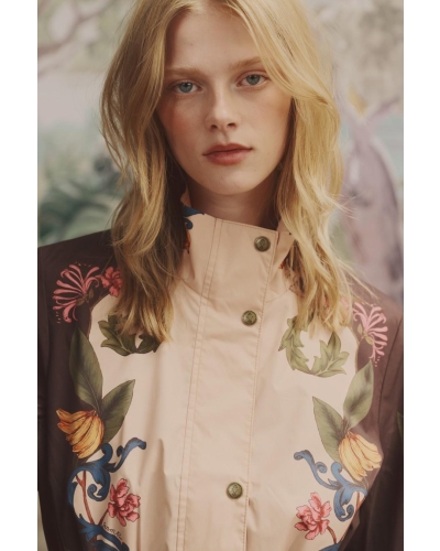 Barbour x Farm Rio Mandevilla showerproof jacket bloom in between/brown banana