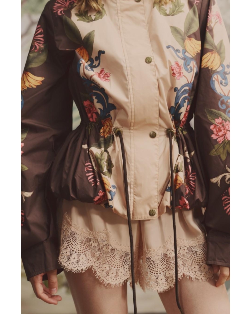 Barbour x Farm Rio Mandevilla showerproof jacket bloom in between/brown banana