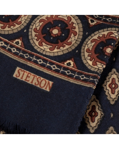 Stetson Scarf wool ornaments navy/khaki/burgundy