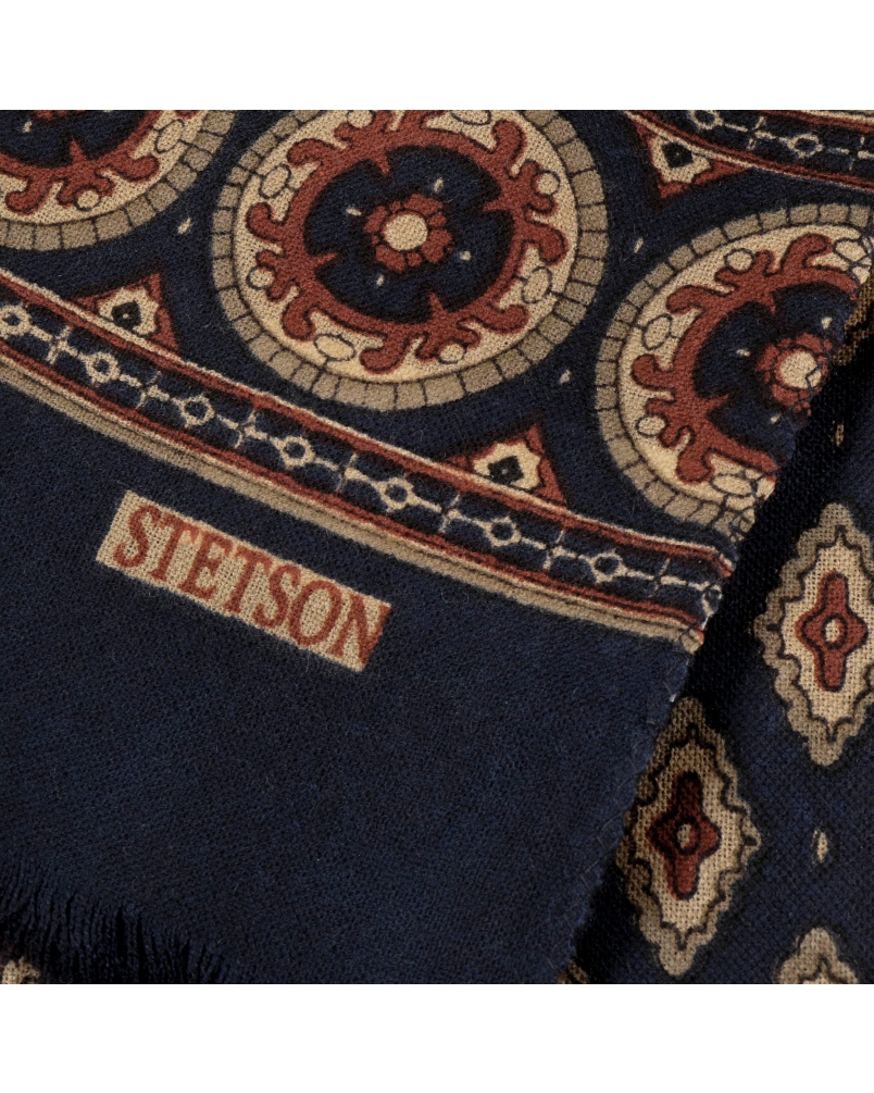 Stetson Scarf wool ornaments navy/khaki/burgundy