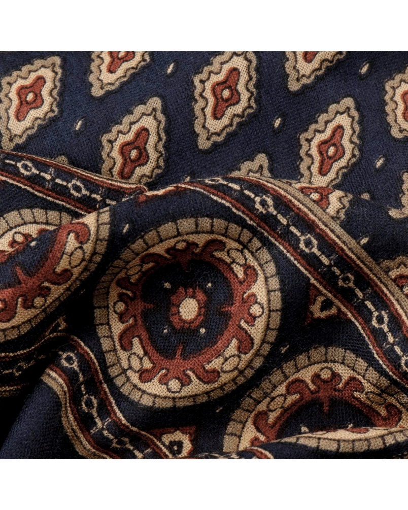 Stetson Scarf wool ornaments navy/khaki/burgundy