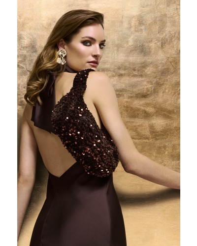 Swing Sequinned shoulder bag espresso brown