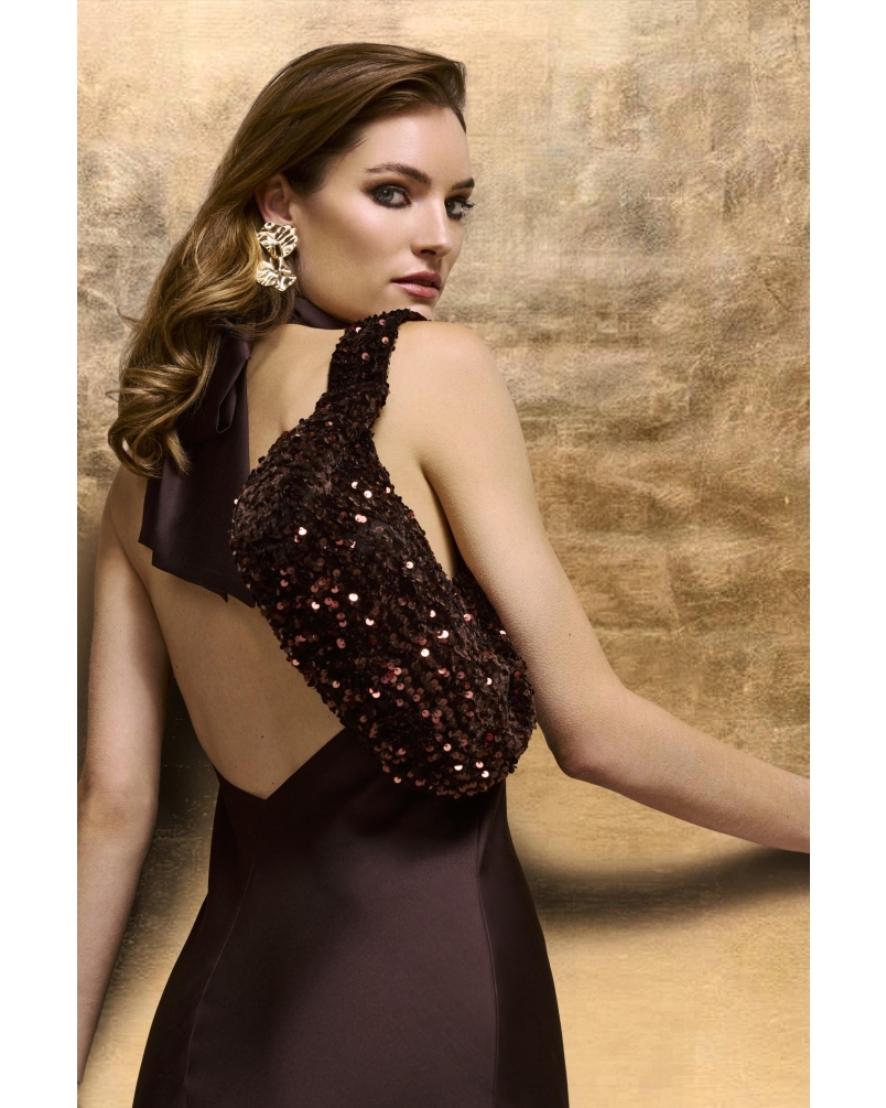 Swing Sequinned shoulder bag espresso brown
