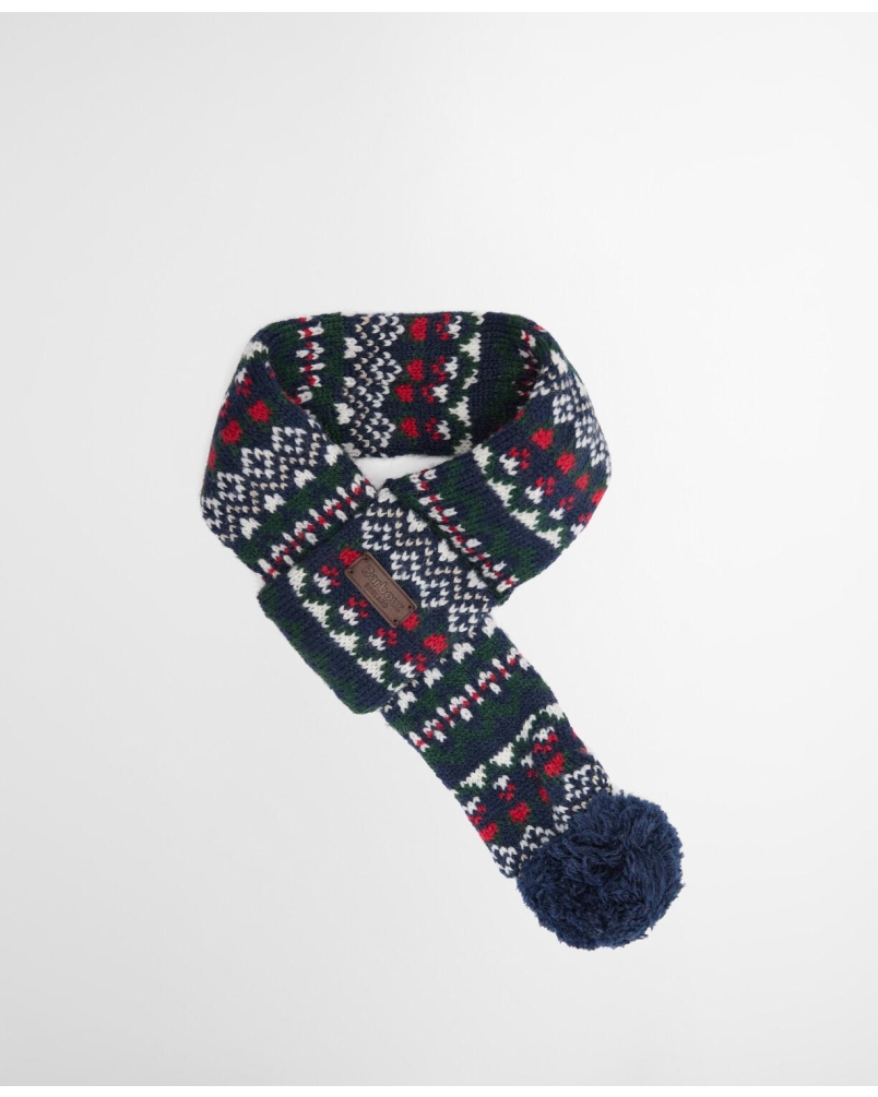 Barbour Marlow Fair Isle dog scarf navy festive