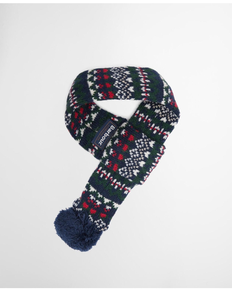 Barbour Marlow Fair Isle dog scarf navy festive