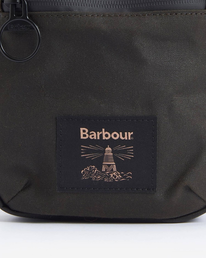 Barbour Field waxed crossbody bag olive
