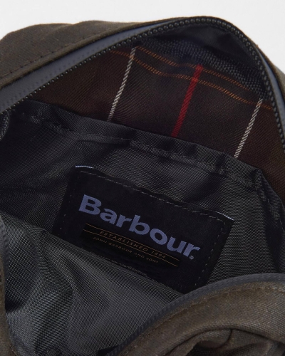 Barbour Field waxed crossbody bag olive